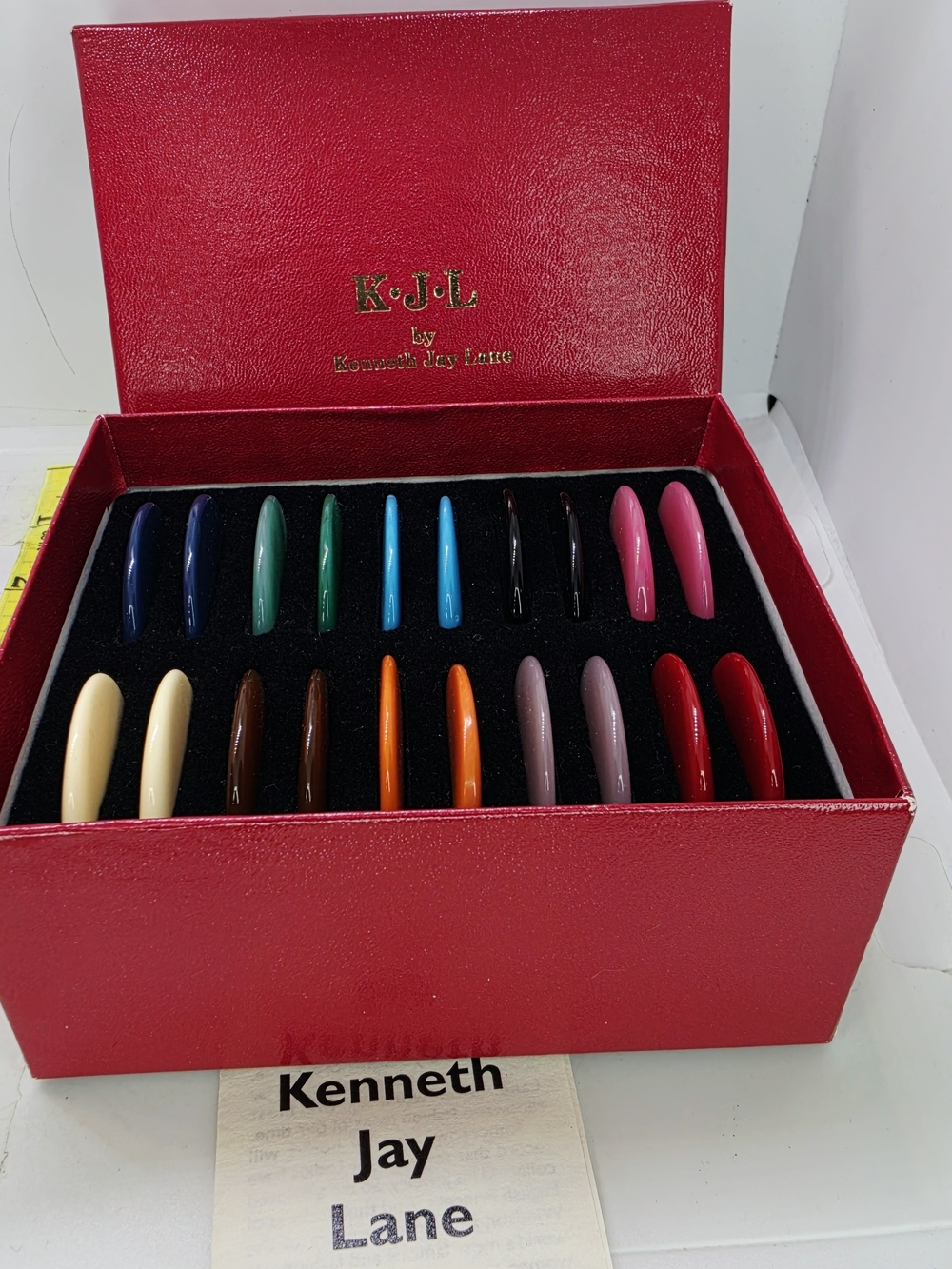 Kenneth Jay Lane KJL Lucite Crescent Hoop Earrings Set Lot 10 Pair NOS Deadstock